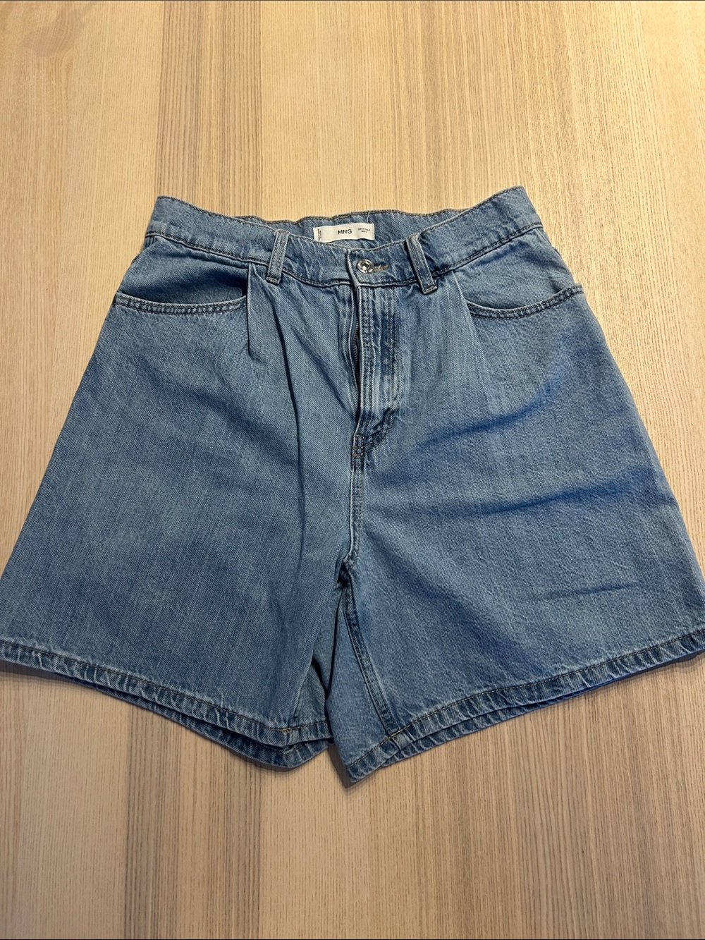 High-Waist Light Blue Denim Shorts